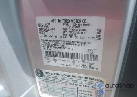 2014 Ford F-150 Stx from USA, damaged, VIN 1FTEW1CM1EFC04576